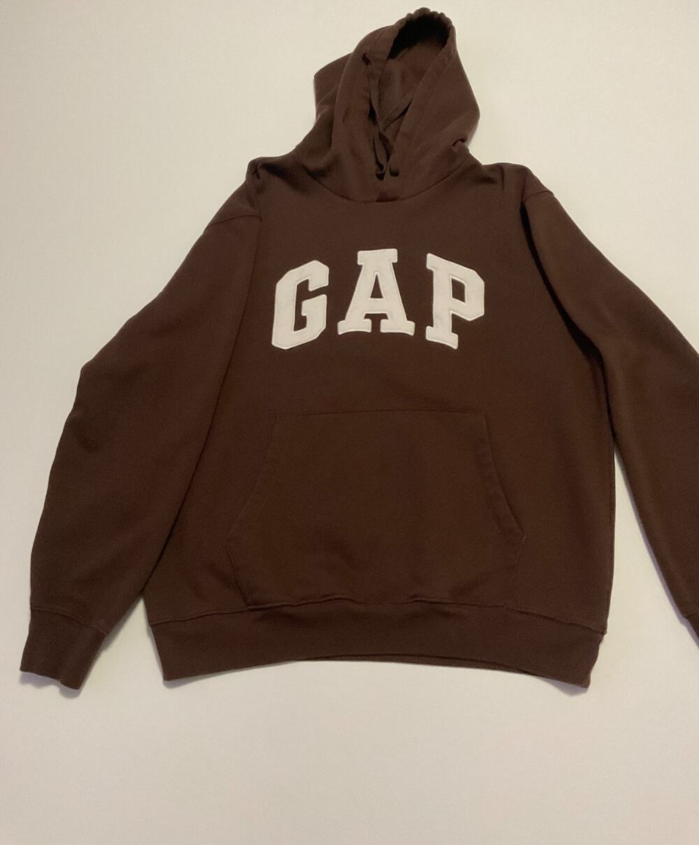 Gap Arch Logo Hoodie L Chocolate Brown Fleece Lined Pullover Sweatshirt